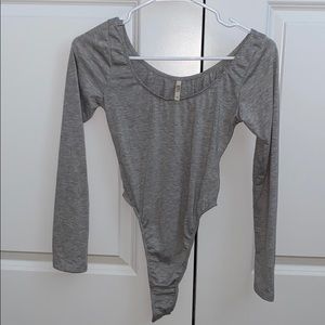 Long sleeve gray bodysuit